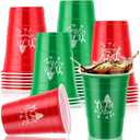 Sliner 30 Pcs 16 oz Christmas Disposable Cups Bulk Christmas Plastic Coffee Cups Christmas Team Naughty or Nice Plastic Cups Disposable Christmas Drinking Cups for Christmas Party Drinks Supplies