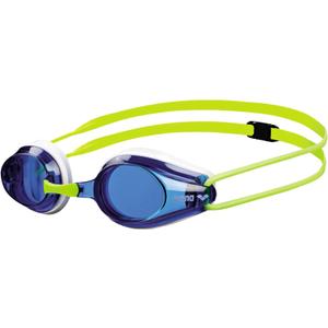 ARENA Tracks Unisex Junior Youth Essential Racing Swim Goggles Kids Swimmers Young Racers 6-12 Anti-Fog Coated Non-Mirror Lens, Blue/White/Fluo Yellow