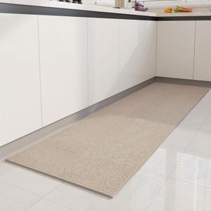 Farmhouse Kitchen Rugs Kitchen Mats Non Slip Washable Kitchen Runner Rugs Non Skid Rubber Absorbent Kitchen Floor Mats for in Front of Sink, Door, Laundry, Entryway, Hallway (Khaki) (2'8" x 1'8" (Rectangular))