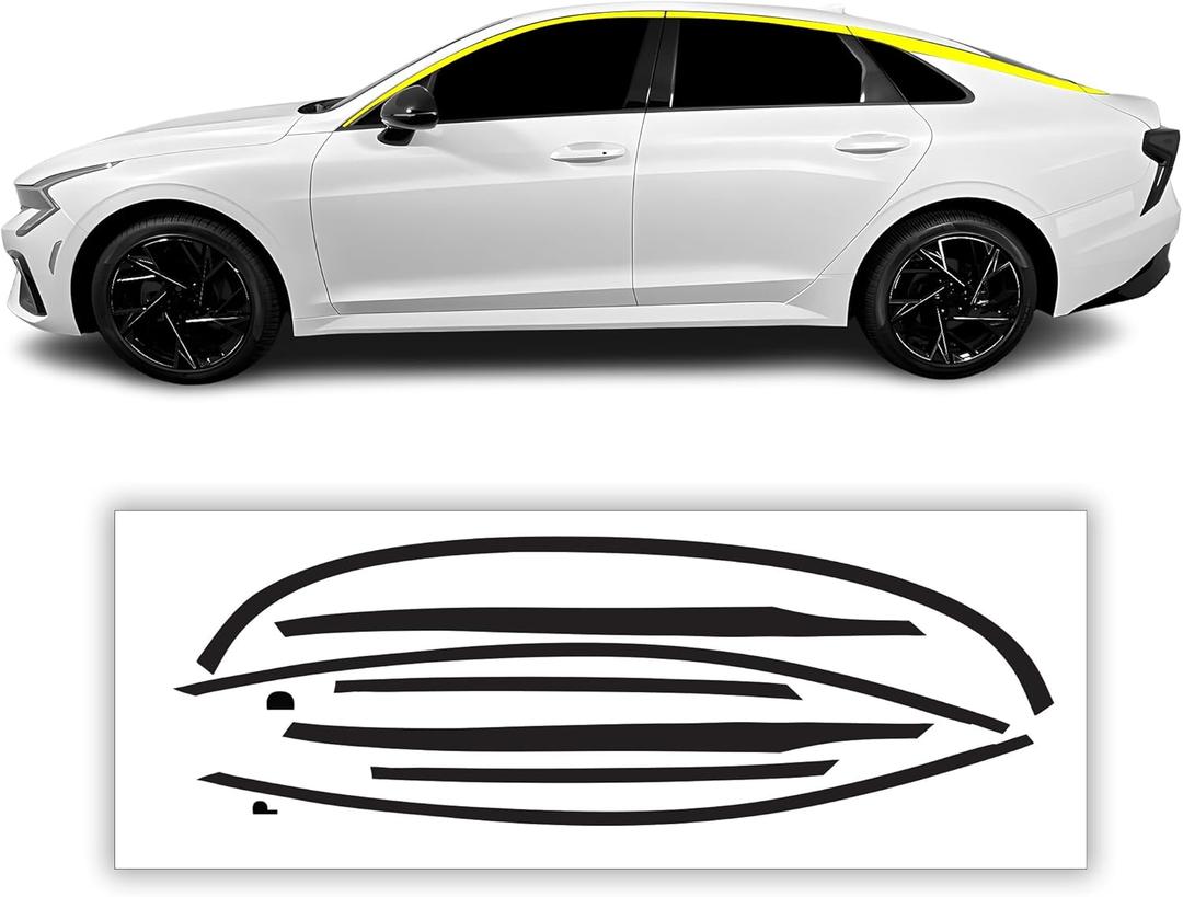 BOGAR TECH DESIGNS for Kia K5 2021-2026 Side Window Chrome Delete – Precut Vinyl Trim Overlay, Gloss Black Blackout Appearance