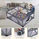 GENTEACO Foldable Baby Playpen, Extra Large Play Pen for Babies and Toddlers, Baby Fence Play Yard, Safety Kids Portable Playpin Indoor&Outdoor (59"X71",Dark Grey)