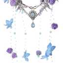 MOSTORY Fairy Flower Crown Headpiece - Floral Elf Crown Woodland Flower Circlet for Women Renaissance Renfaire Halloween (Blue-purple)