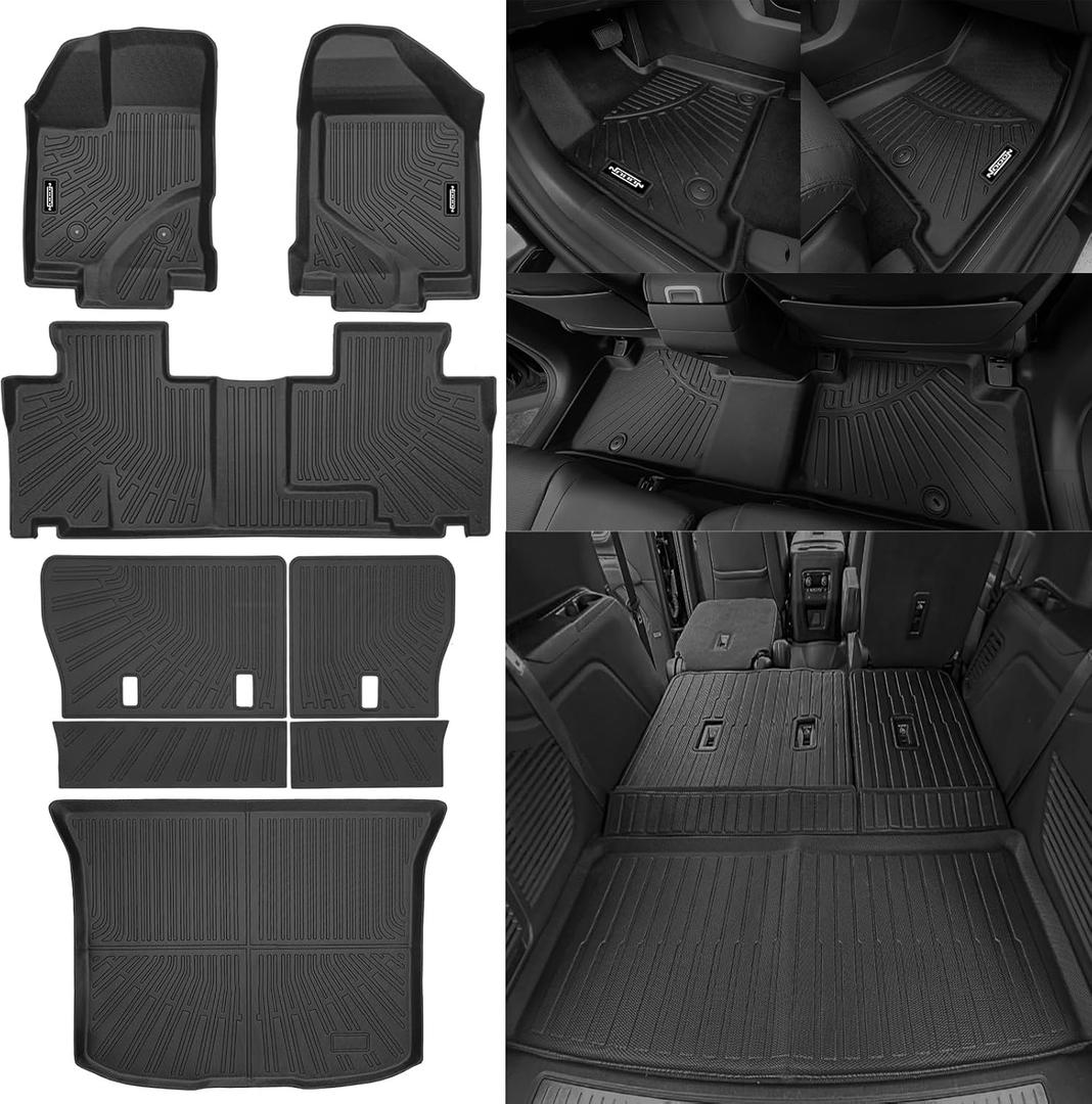 Custom Fit Floor Mats for 2007-2014 Ford Edge/2007-2015 Lincoln MKX, All Weather TPE Floor Liners with Trunk Mat & Backrest Protectors, Odorless Full Set Interior Accessories