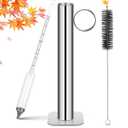 Maple Syrup Hydrometer Test Cup Kit, High Accuracy Hydrometer Maple Syrup Density Kit, Baume and Brix Scale Easy to Read, Stainless Steel Test Cup with Cleaning Brush