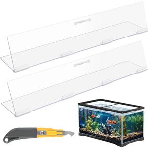 Sieral Aquarium Lids Polycarbonate Canopy 2 Pieces Set 22.95 x 11.5 x 0.12 inch for 33/40/55 Gallon with Center Brace Aquariums Cover Fish Tank Lid with a Hook Knife, Clear