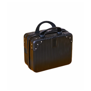 Portable Makeup Travel Briefcase, 12.6 Inch, Pressure-proof ABS, Hard Shell Cosmetic Case for Travel, Camping, Women, Girl (Black)