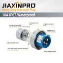 JIAXINPRO 16A 250V 3 Pin Industrial Plug with Transparent Housing, IP67 Waterproof Heavy Duty Male Connector for Easy Visual Inspection, V0 Flame Retardant