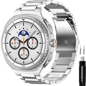 GOLDTOLUCK Stainless Steel Band Compatible with Samsung Galaxy Watch, Size: Galaxy Watch 8 (40mm/44mm), 8 Classic (46mm), Men Women Milanese Replacement Metal Elegant Casual (Silver)