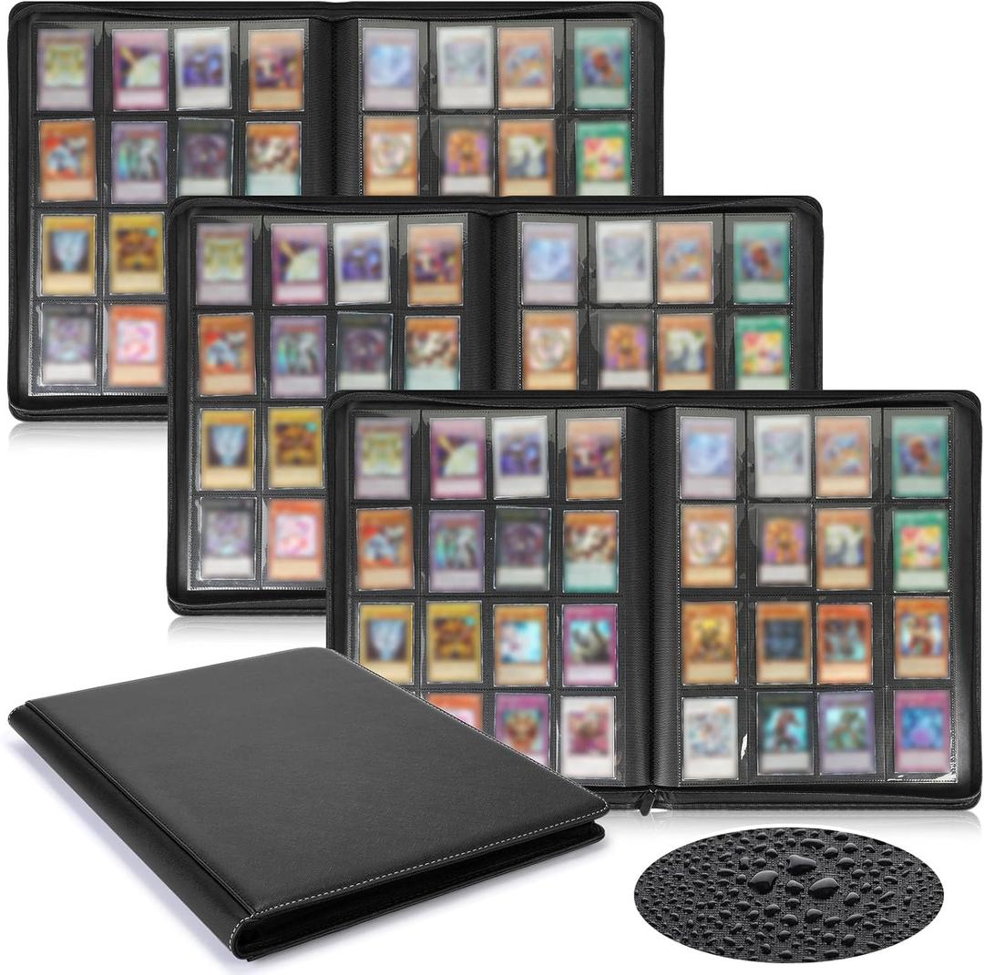 3 Pcs 16 Pocket Trading Card Binder 3000+ Pockets Binder Album Compatible with Mtg, Sports, Standard Size Card for Collector