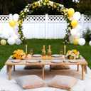Folding Picnic Table with Boho Table Runner 60" x 30" Wooden Low Table, Portable for Indoor Outdoor Use Ideal for Camping Beach Weddings Garden Parties (Seats 6), 60" x 30" x 16.9"