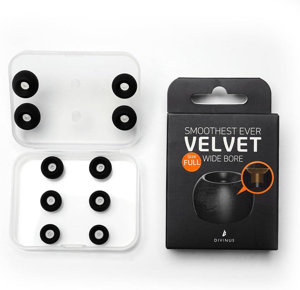 Divinus Velvet Wide Bore Silicone Eartips for 4-6mm Nozzle, Replaceable IEM Earbud Tips with Enhanced Sound Quality and Comfort (Full Size(2 Pairs))