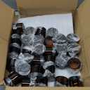 KEYWING 2oz Small Glass Jars with Black Lids, 70 Pack Amber Glass Cosmetic Jars, Round Empty Sample Container with Inner Liners for Lotions, Cream, Powders and Ointments