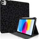 TopPerfekt for iPad Pro 11 Inch M4 2024 (5th Generation) Case with Auto Wake/Sleep Stand Folio Case Cover with Pencil Holder for Kids, Boys, Girls, Anti-Slip, Anti-Shock - Black Leopard