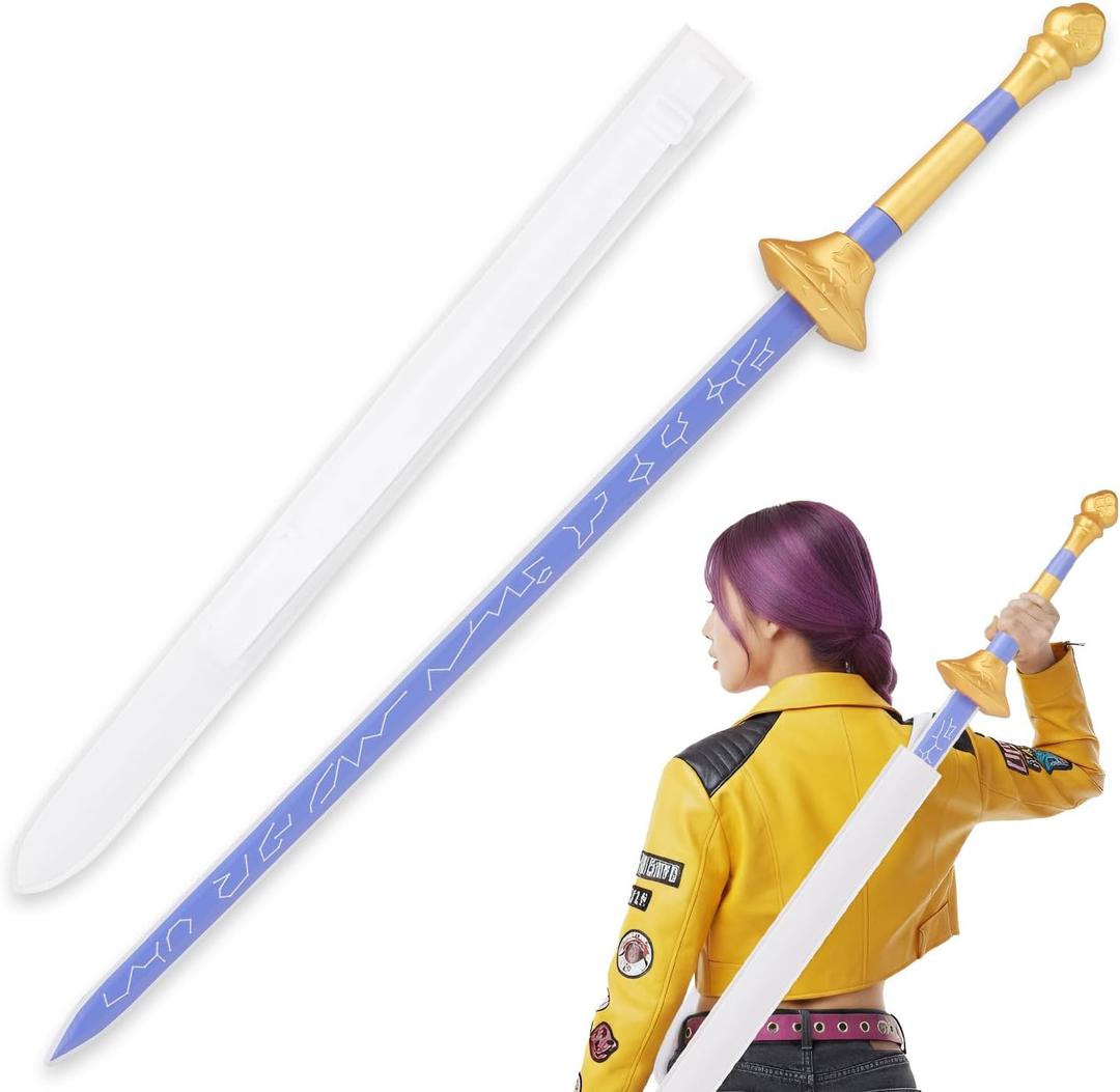 41" Anime Cosplay Sword with Sheath, Non-3D Printed & Back-Carry, Collectible Prop for Costume&Display - Purple Sword