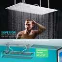 Enga Shower Faucet Set, 16x32 Inch Ceiling Shower Head with 6 Body Jets, Thermostatic Shower Valve, Can Use All Function At the Same Time, Brushed Nickel