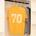 Plastic Hangers 50 Pack, Strong Space Saving Clothes Hanger, Made in USA, Perfect Shirt or Coat Plastic Hanger, with Shoulder Grooves, Scoreboard Yellow, Notched