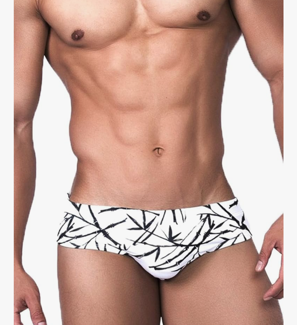 MIZOK Men's Nylon Swimsuit Quick Dry Bikini Swim Briefs Sexy Low Rise Bathing Suit, Size M