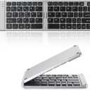 Guiheng Foldable Keyboard - Portable Rechargeable Full Size Ultra Slim Mini Folding Wireless Travel Keyboard for iOS Android Windows Smartphone Tablet and Laptop(Grey)
