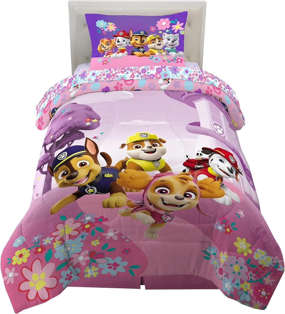 Paw Patrol Girls Kids Bedding Super Soft Comforter and Sheet Set, (4 Piece) Twin Size, (Official) Nickelodeon Product By Franco