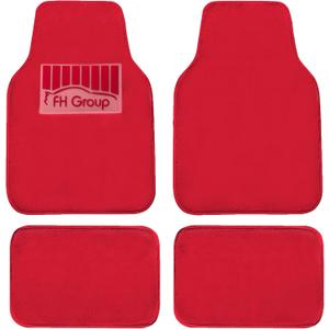 FH Group Universal Fit Full Set Doe16 Faux Rabbit Fur Automotive Floor Mats fits most Cars, SUVs, Trucks and Vans Red