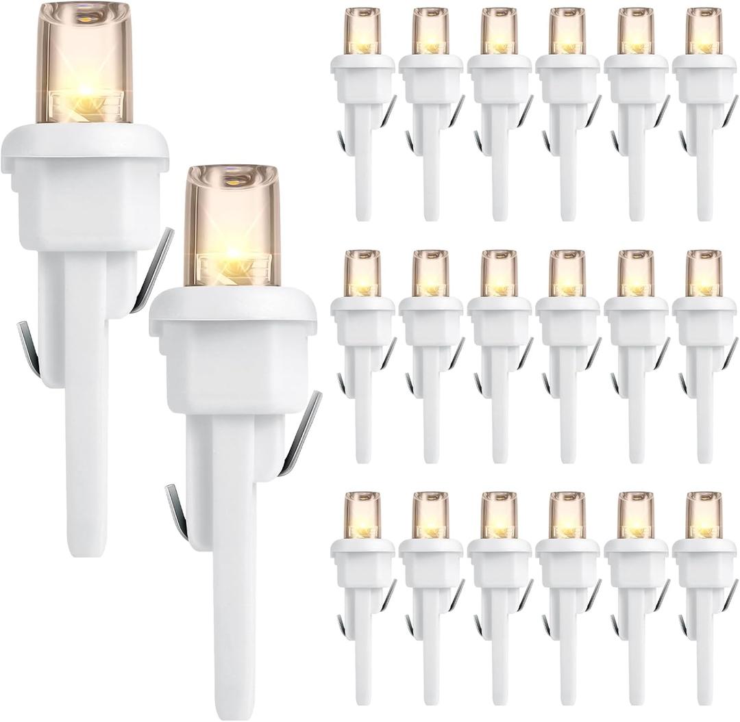 Honoson 120 Count 5 mm Christmas LED Replacement Bulbs Bulk Wide Angle Christmas LED Light Bulbs Xmas String Replacement Festival Light Decoration (White Base with Warm White Bulb)