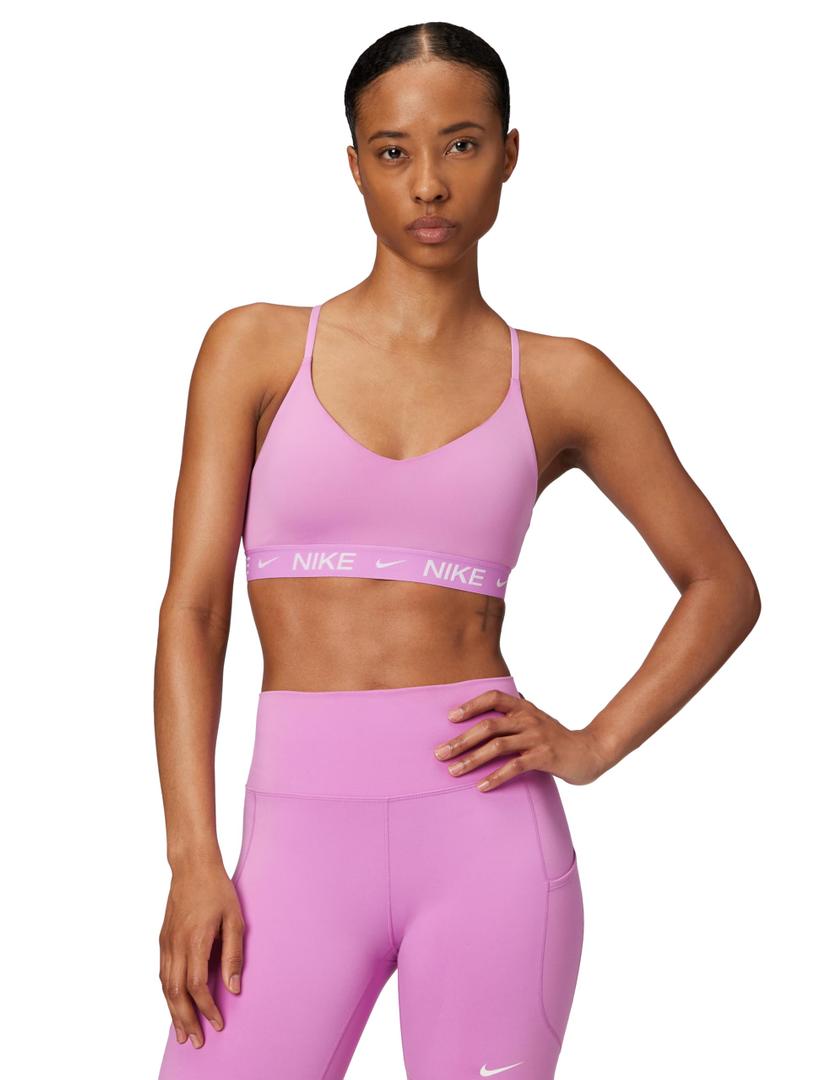 Nike Women's Indy Light Support Padded Adjustable Sports Bra, Light Magenta/Light Magenta/White, Small 