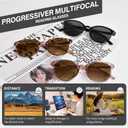 Progressive Sunglasses for Women Men, TR90 Multifocal Reader Sunglasses with Spring Hinge, UV400 Protection