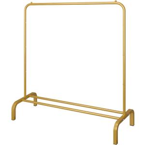 JIUYOTREE Metal 43.3 Inches Garment Rack with Bottom Shelf Clothing Rack for Hanging Clothes Coats Skirts Shirts Sweaters Gold