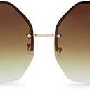 The Fresh Fashion Designer Huge Hexagon Metal frame Ocean Colored Lens Sunglasses - Exquisite Packaging