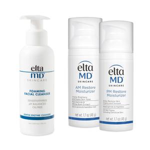 EltaMD AM & PM Moisturizer Facial Kit with Daily Foaming Facial Cleanser, Gentle for Sensitive Skin (1.7 Ounce (2-Pack), 3.4 Ounce)