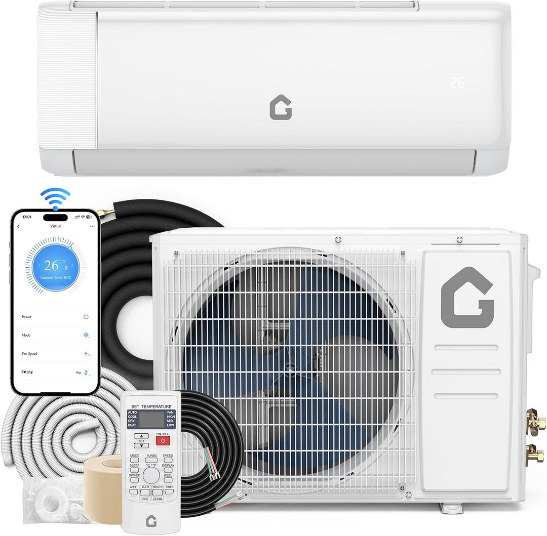 GarveeHome SEER 19 12000BTU 115V Mini Split Air Conditioner | Energy-Efficient Inverter AC System with Remote Control & Easy Installation Kit for Rooms Up to 750 Sq.Ft