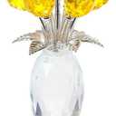 Movdyka Crystal Yellow Rose Flower Figurine with Vase Handmade Romantic Glass Rose for Wife Mom on Birthday Christmas Wedding Home Decorations