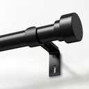 Heavy Duty Curtain Rods for Windows 66 to 120 Inch,1 Inch Adjustable Black Curtain Rod with Easy Installation and Modern Design,Decorative Long Drapery Rods with Metal Finials (A1,Black,40-183")