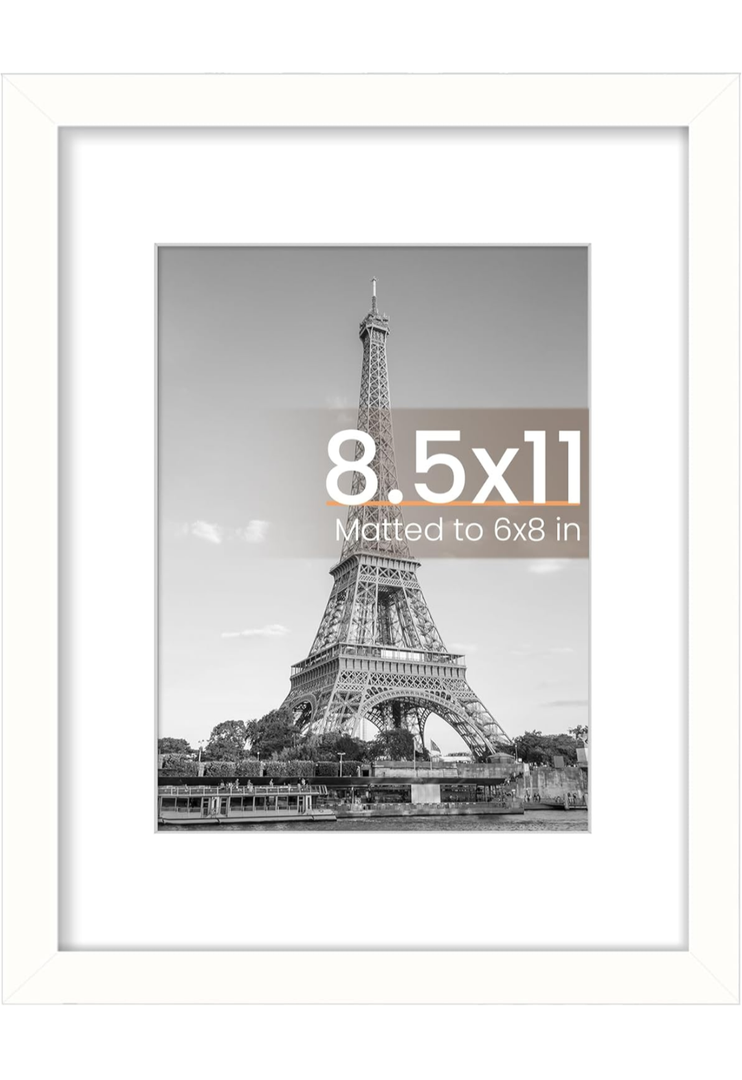 upsimples 8x10 Picture Frame Set of 4, Display Pictures 5x7 with Mat or 8 x 10 Without, Wall Gallery Photo Frames, White
