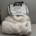 Luxurious Oversize California King 108" x 98" Size Goose Down Fiber Waterfowl Feather Fiber Comforter Duvet, 100% Egyptian Cotton Cover, 68 oz. Fill Weight, Baffle Box Design, White Solid