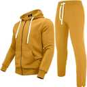 R RAMBLER 1985 Men's Track suit set Thick Fleece Hoodie Sweatsuit 2 pieces,casual winter warmer outfit (Yellow, L)
