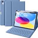 Wenlaty for iPad (A16) 11th/10th Generation Case with Keyboard - Detachable Wireless, Thin & Light Folio Keyboard Cover with Pencil Holder, for iPad 11-inch 11th 2025/10.9-inch 10th 2022, Blue