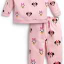 MONICA + ANDY Sporty Sweatsuit, Size 9-12 Months, Minnie and Friends on Pink, 100% Organic Baby Clothes for Girls, Sustainable Super Soft Cotton, Sizes for Kids, Toddler, & Infant