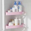 Sotfamily Plastic Shower Caddy Corner (for 90 Only), 2 Pack Adhesive Corner Shower Shelves for Bathroom Organizers and Storage, Pink