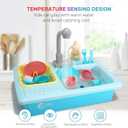 CUTE STONE Color Changing Kitchen Sink Toys, Children Electric Dishwasher Playing Toy with Running Water, Upgraded Faucet, Automatic Water Cycle System Play House Pretend Role Play Toys for Boys Girls