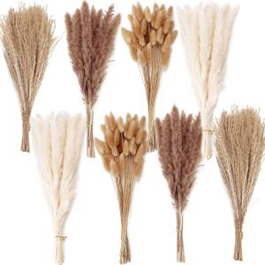 200PCS Dried Flower Bouquet Pampas Grass, Floral Decor for Home, Wedding, and Boho Style | Perfect for Vases, Fall, Spring, Summer, and Winter Arrangements