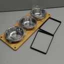 Elevated Cat Bowls with 3 Stainless Steel Bowls | 10 Tilted Anti-Vomiting Raised Cat Food Bowl for Small Cats and Puppies Pet Bowl with Stand (Bamboo)