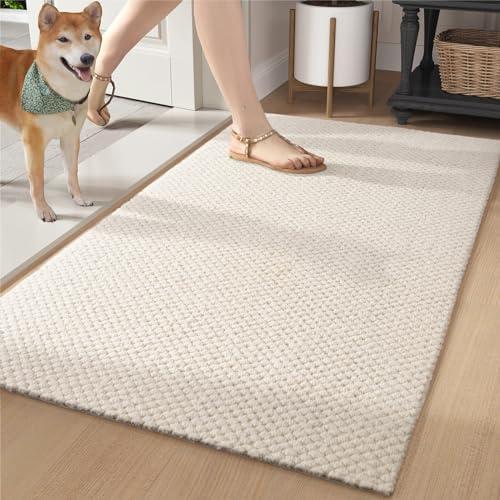 Luxury Door Mat Entryway Rugs Indoor, Low Pile, Heavy-Duty, Easy Clean, 24"x35" Indoor Mat, Soft Rugs for Bedroom Bedside Rug Neutral Area Carpet (Beige)