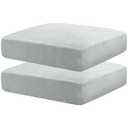 MAXIJIN Velvet Stretch Seat Cushion Covers Couch Cushion Cover for Individual Cushions Sofa Seat Cushion Slipcovers with Elastic Bottom (2 Piece Sofa Cushion Covers, Silver Grey)