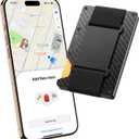 Stouchi Card Holder Wallet for Men, Find My AirTag Chip (iOS Only) Slim Credit Card Holder RFID, Cash Strap, Minimalist Trackable Wallet for Boyfriend Husband Christmas Anniversary Birthday Gifts