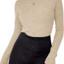 Rapbin Womens Long Sleeve Mock Turtleneck Tops Knit Basic Stretch Fitted Pullover Lightweight Thermal Shirts (M)