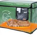 Heated Cat House Outdoor with Two Exits,Insulated and Waterproof, Outside Weatherproof Cat Shelter for Feral,Stray Cats in Winter (Army Green, L)