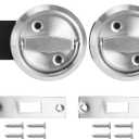 Storefront Door Mortise Lock Double Keyed Deadbolt, Thumb Turn Locks Double sided Stainless Steel Ring Handle (silver)