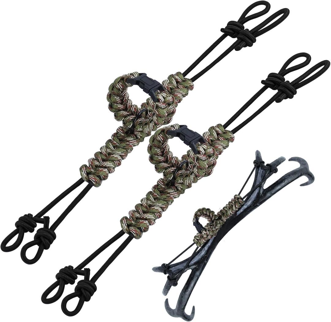 Deer Call Silencer Black Rack Rattling Antlers Silencer Rattling Deer Antlers Silent Carry Harness for Deer Hunting (Army Green-2 Pack)