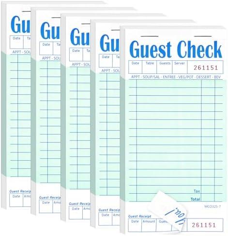 Darcvds 4 Pack Guest Check Books, Server Note Pads for Restaurant, Green Waiter Checkbook, Waitress Notepad, Food Receipt Book, Restaurant Order Pad 50 Sheets/Pack, 250 Total Tickets